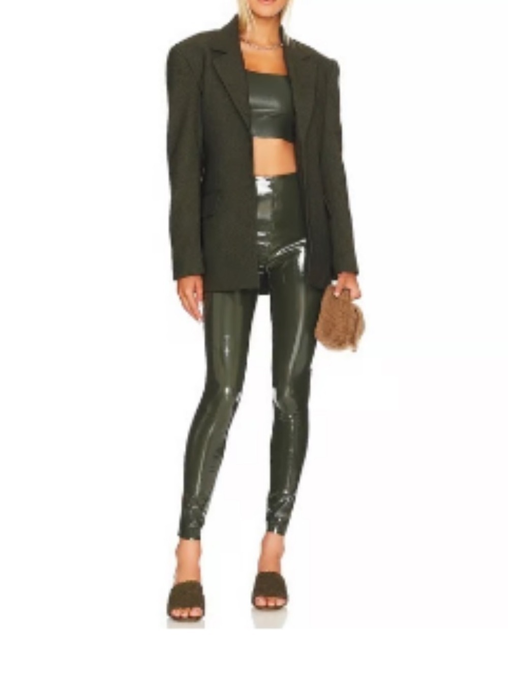 Commando faux patent leather leggings pants high rise waist green small s